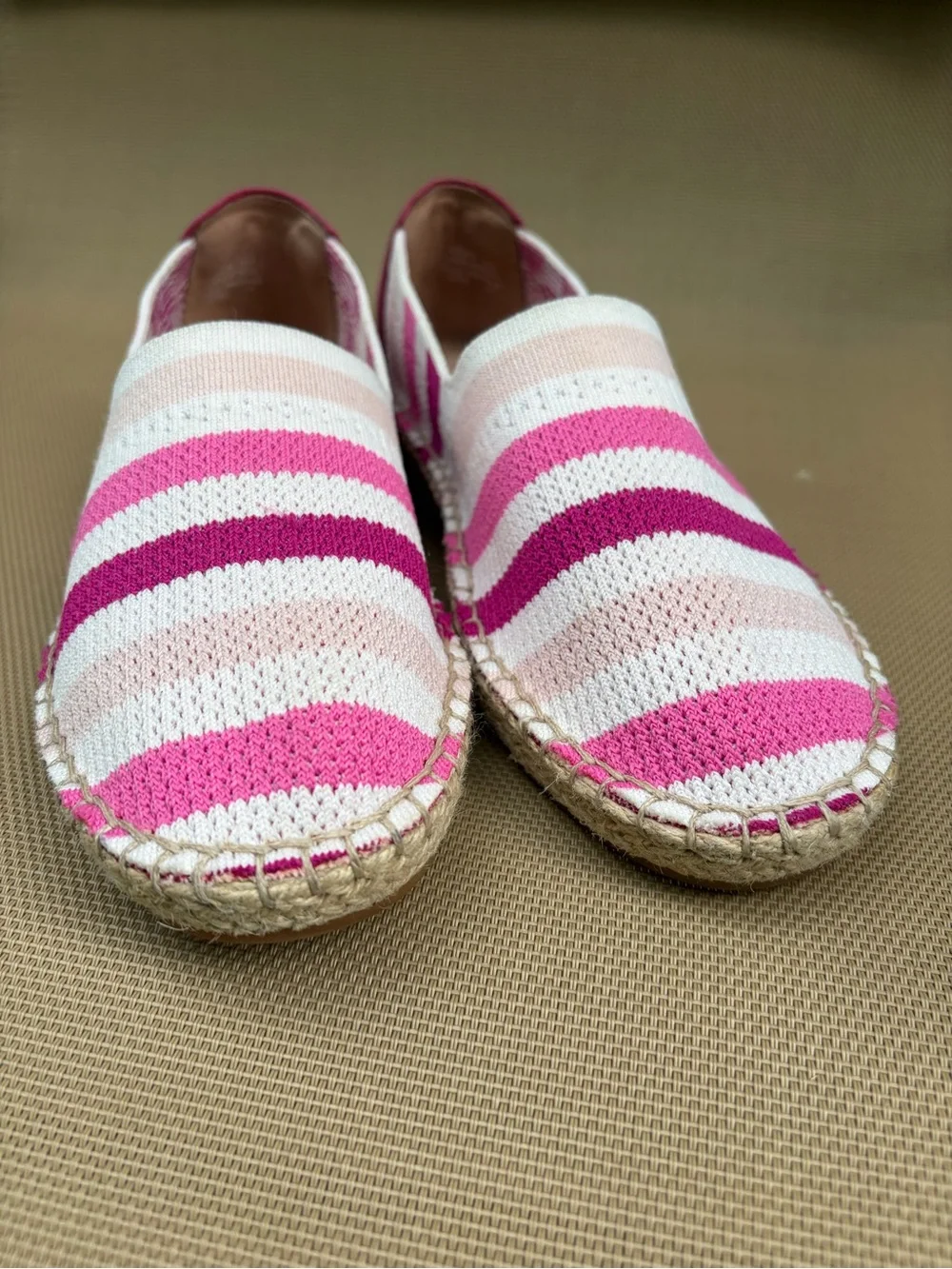 Cole Haan Cloudfeel Stitchlite Espadrille Flat Slip On Pink Stripe Size 7.5